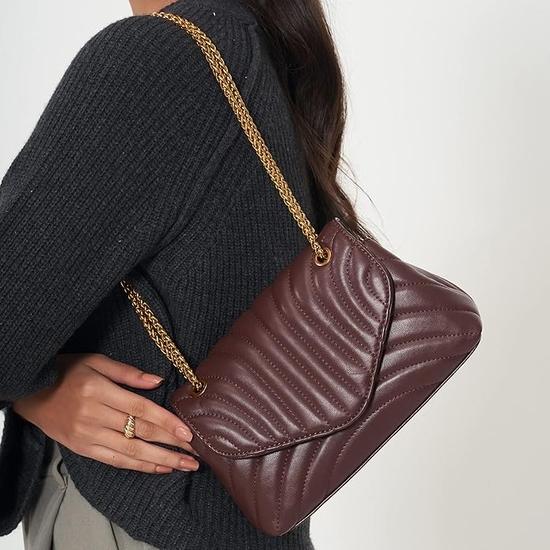 Miraggio Stacy Solid Quilted Shoulder Bag with Convertible Sling Chain for Women