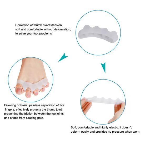 1 Pair Toe Separators for Overlapping Toes Daytime Bunion Corrector for Hallux Valgus Relief Soft SEBS Spacer for Walking Daily