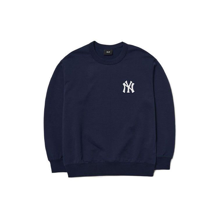 MLB Old Flower Sweatshirts Unisex Navy Blue Crew Neck Moderate Regular 3AMTM0121-50NYS