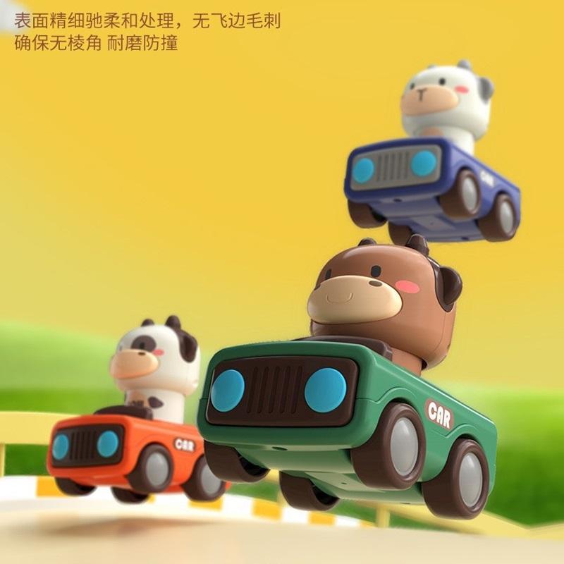 Press and Go Car Toys for Toddlers 1-3, Baby Animal Racing Cars, Infant Play Vehicle Set, Baby Push Go Friction Car Toys