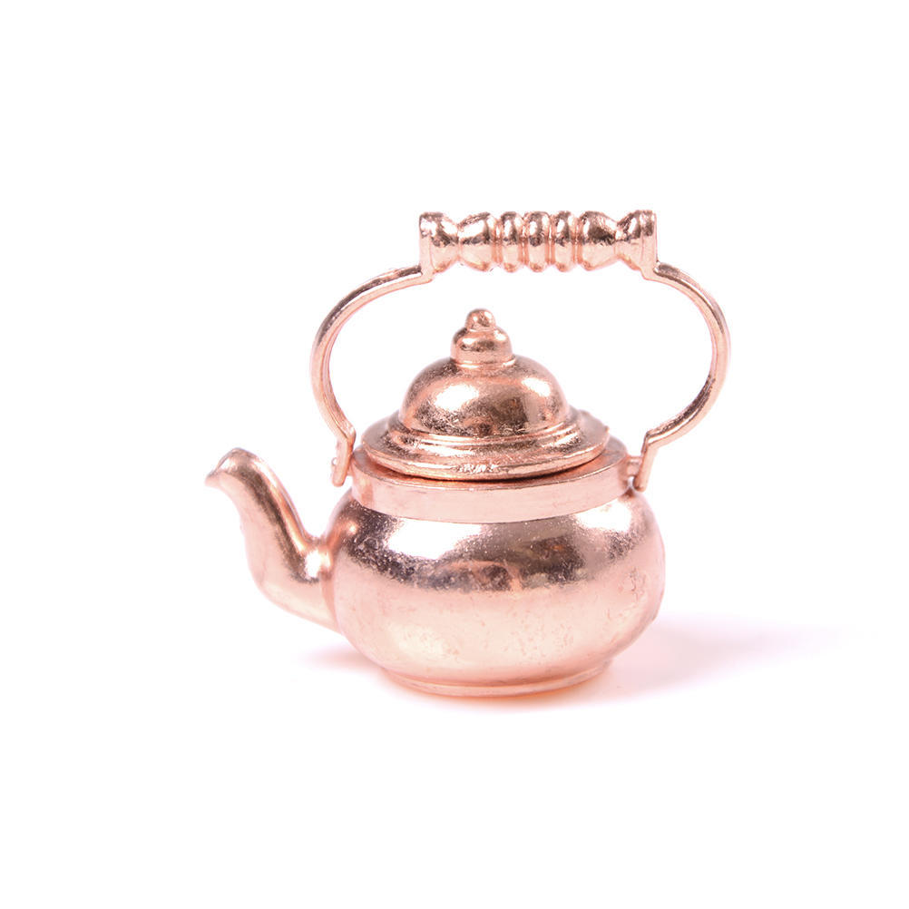 1 Pc 1/12 Dollhouse Miniature Copper Tea Kettle/Tea Pot