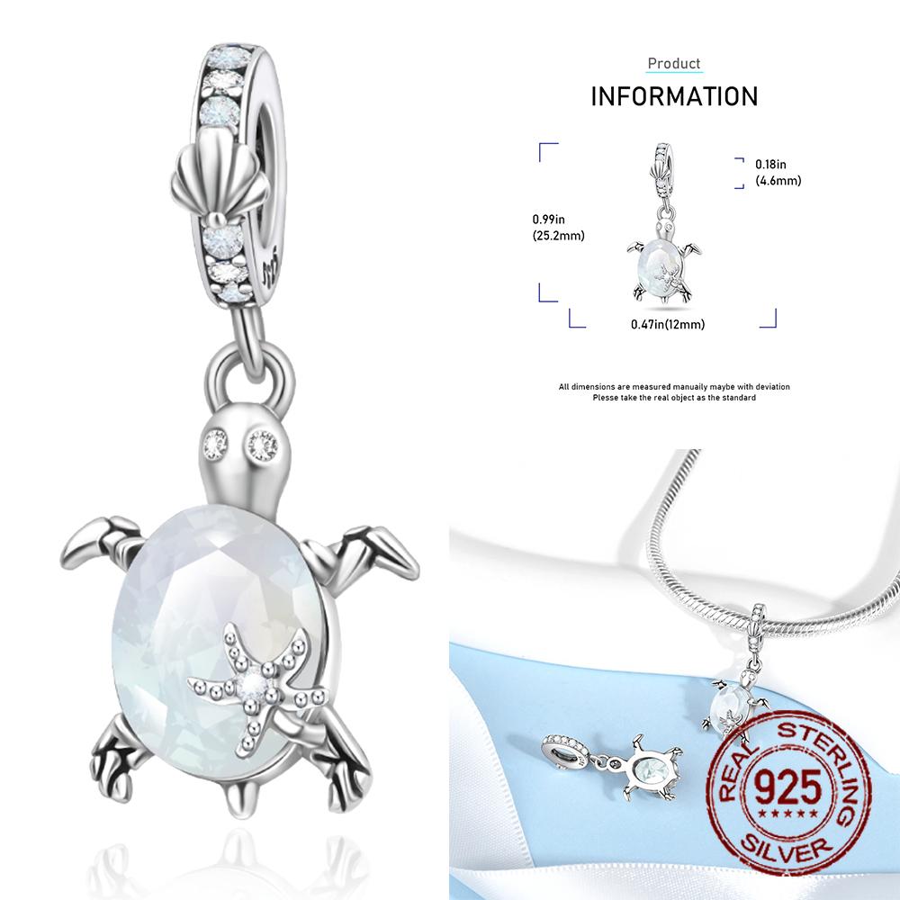 Copper Ocean Turtle Twelve Month Birthstone Charms Beads Pendant Fit Original Bracelet For Women Jewelry