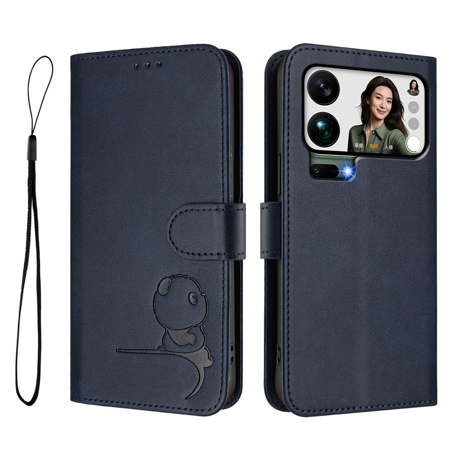 

For Xiaomi 17 Pro Max Case Panda Imprint RFID Blocking Wallet Leather Phone Cover with Wrist Strap