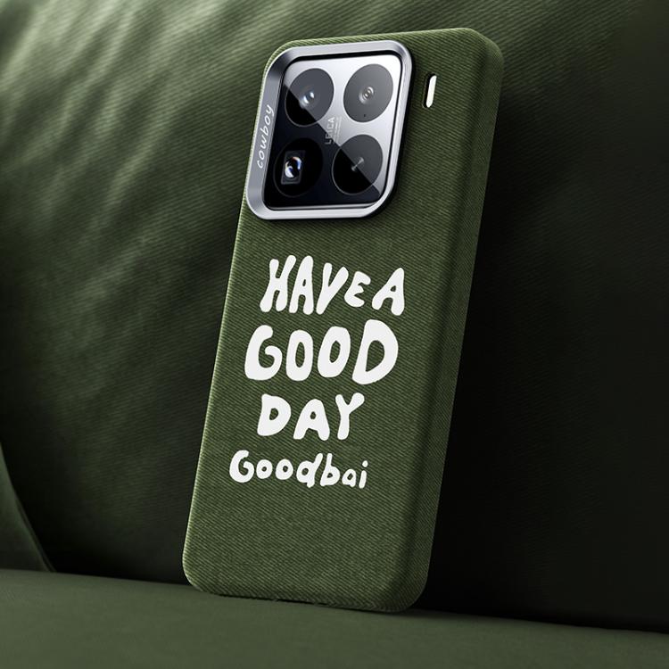 Beautiful Series Denim Texture Magnetic Phone Case For Xiaomi 15, PC Metal Frame Anti-Fingerprint Four Corner Shockproof Wireless Charging Cover