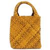 Excellent HIROFU Handbag BREZZA Buffalo Braided Leather Yellow Women 18679B Used