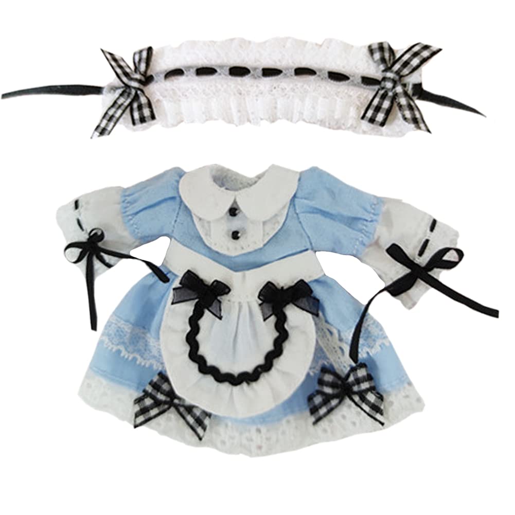rakulifey Obitsu 11 clothing Obitsu 11 maid black dress with hair OB11 size set 2 set, one-piece costume, outfit, accessory, costume, 3-piece (Blue