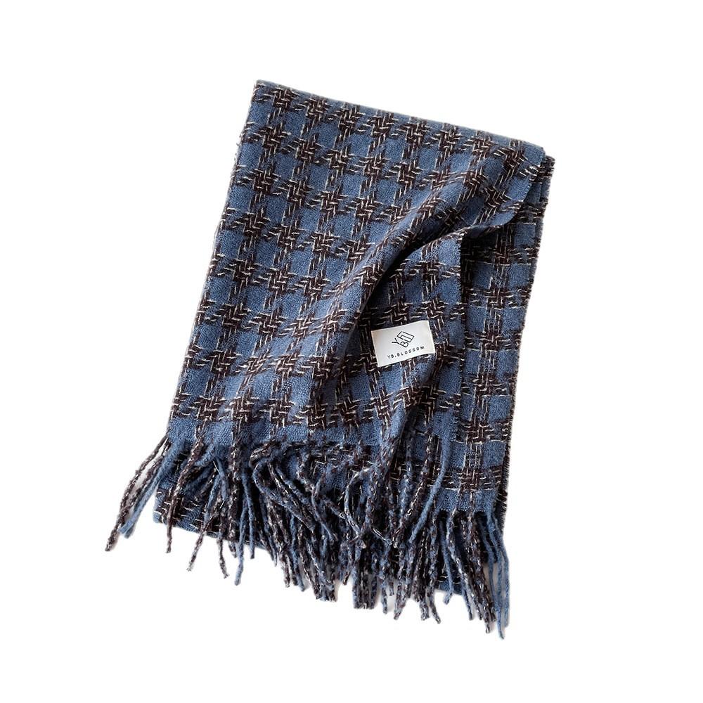 European and American Fashion Scarves Women's High-end Scarves Small Plaid Scarves Winter Circle Yarn Thickened Warm Shawl Wholesale