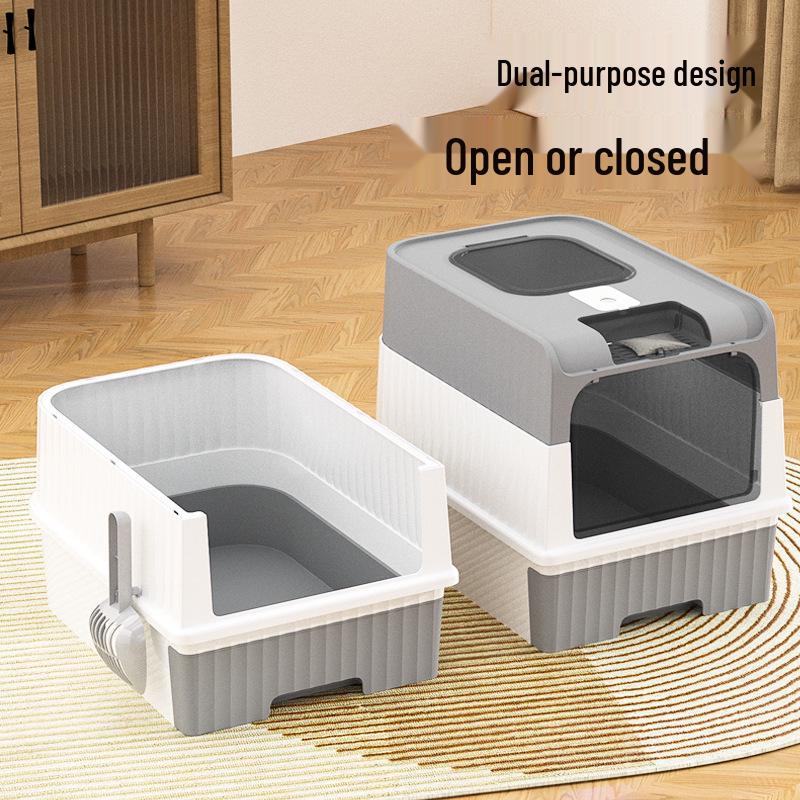 Spacious Enclosed Cat Litter Box with Anti-Splash Design and Easy-Clean Drawer