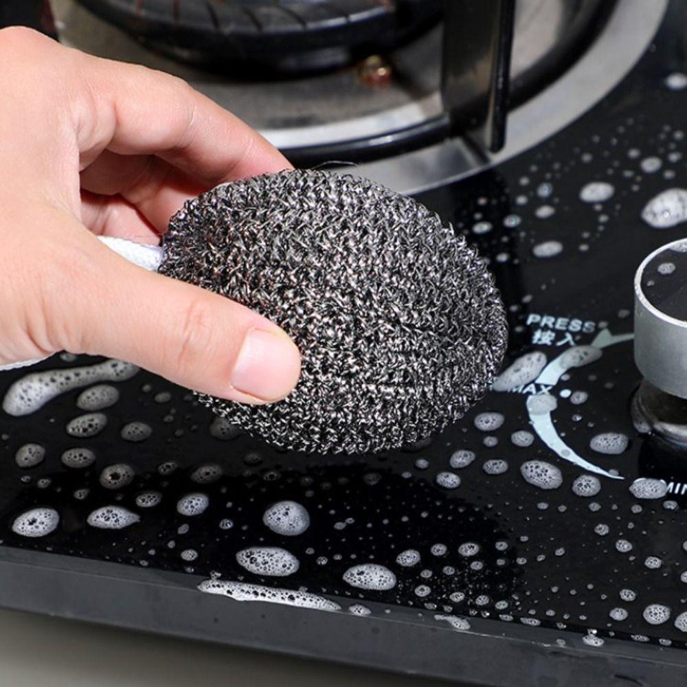 1Pc Stainless Steel Wire Balls Metal Dishwashing Clean Ball Scrubbers Kitchen Scrubbing Sponges Cleaner Tools Cleaning Supplies