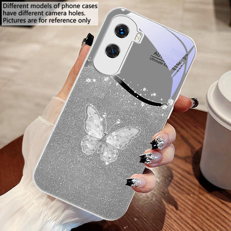 Gradient Diamond Butterfly For Honor 200 90 8X 9X Pro Lite P50 P40 Nova 10 11i P60 Magic4 6 Mate 20 50 Tempered Glass Phone Case