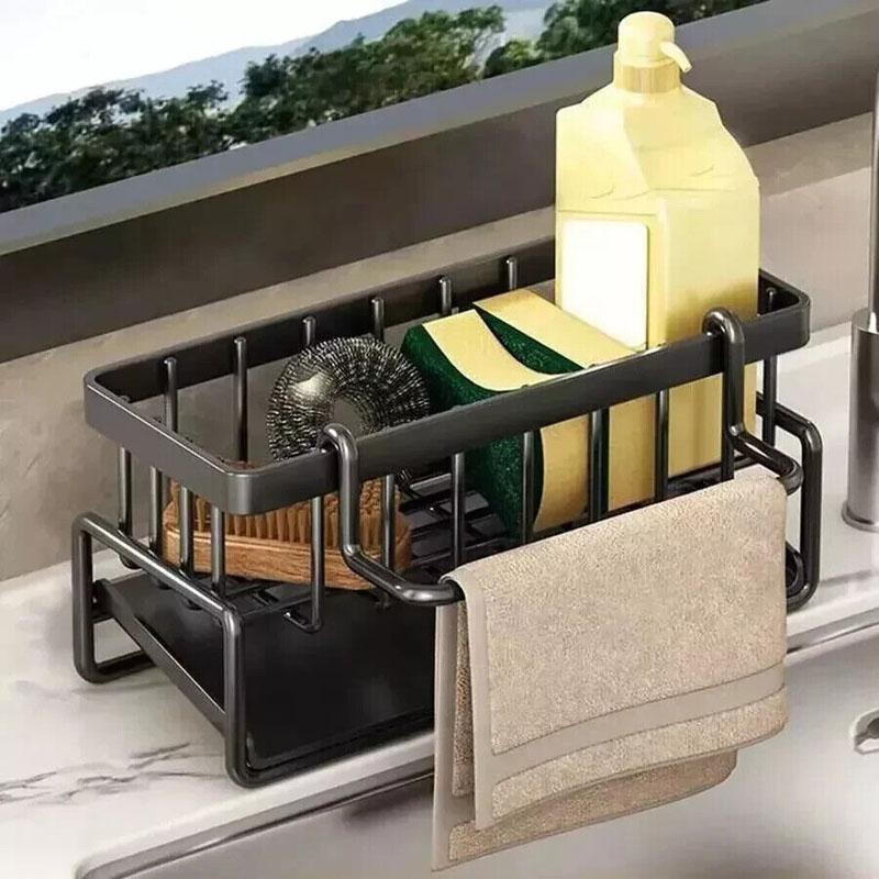 1Pc Kitchen Sink Caddy Basket Drain Rack Sponge Dishcloth Holder Storage Organizer