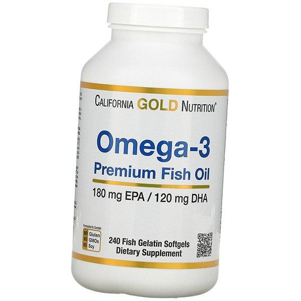 

Риб ячий Жир преміальної якості, Omega-3 Premium Fish Oil, California Gold Nutrition 100гелкапс (67427003) 240softgels