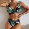 European and American Bikini 1011 New Sexy Printed Lace Edge Split Swimsuit Women's Swimsuit
