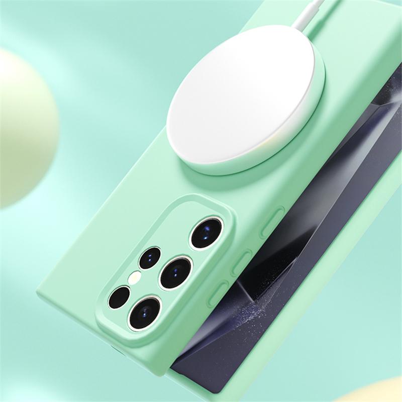 Pentru Încărcare Wireless Magsafe Husă Moale din Silicon Lichid pentru Telefon Pentru Samsung S24 S25 Ultra Plus Magnetică Subțire Protecție Piele