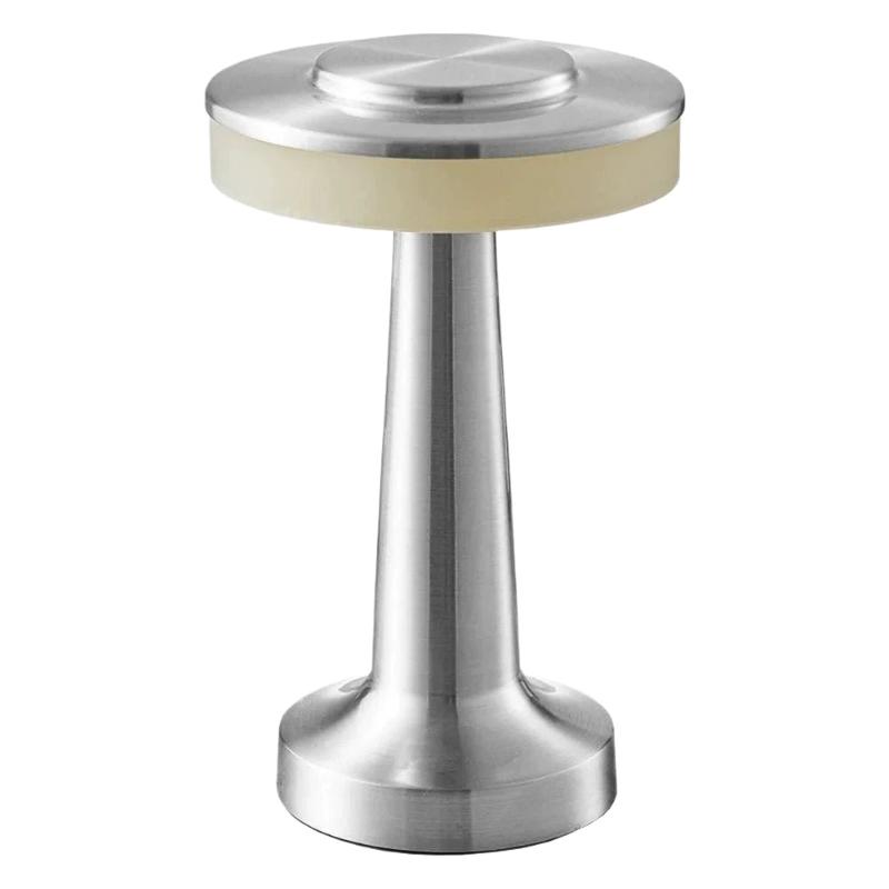 1 Set Dumbbell Table Lamp LED Metal Touch Rechargeable Night Light for Bedroom Reading Home Decor