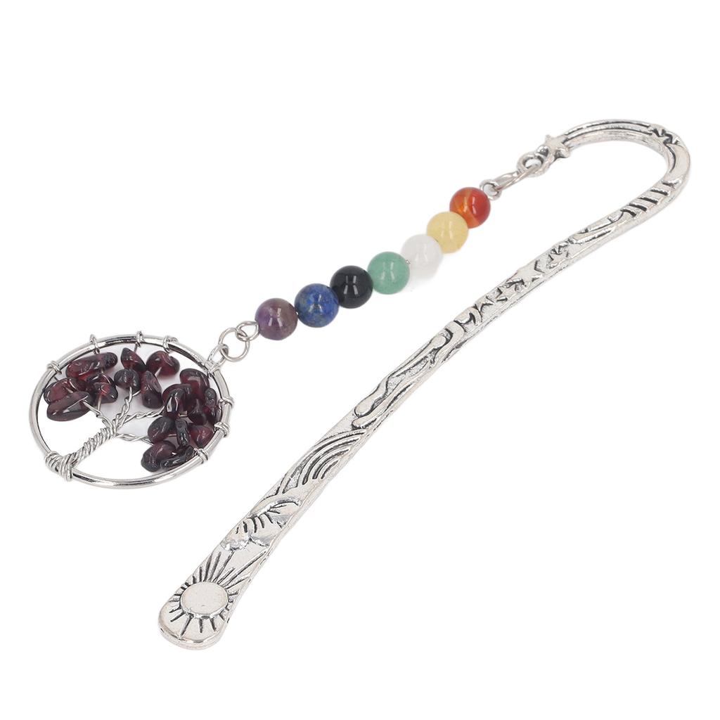 Stone Tree Bookmark Decorative Exquisite Healing 7 Chakra Metal Bookmark for Teacher Students Women