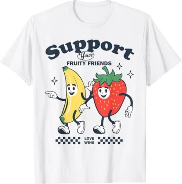 

Funny Pride Support Your Fruity Friend LGBTG Gay Lesbian 100% Cotton T-shirt Mens Tees Top 4XL