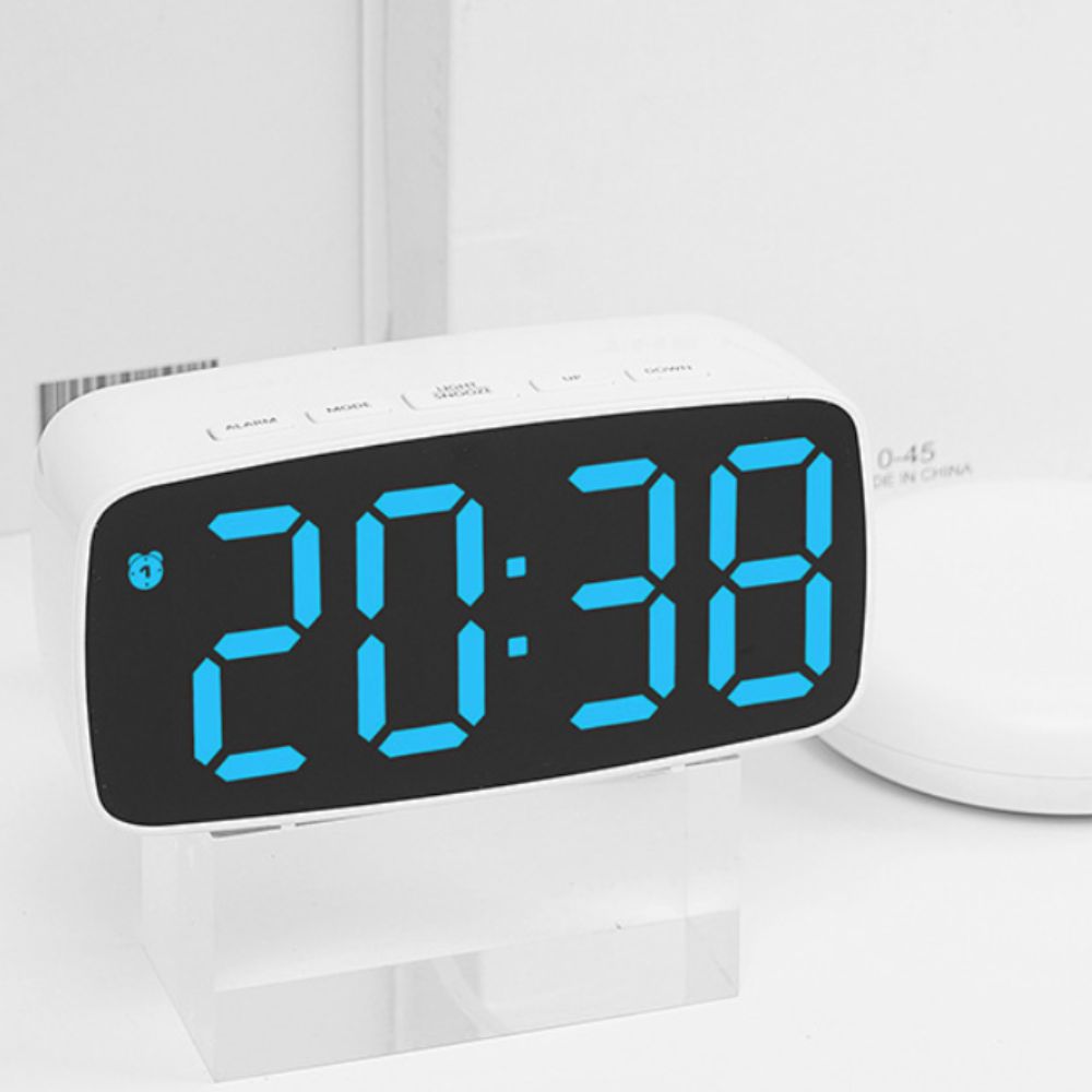 LED Large Screen Electronic Alarm Clock Adjustable Brightness Bedside Clock  Deep Sleeper