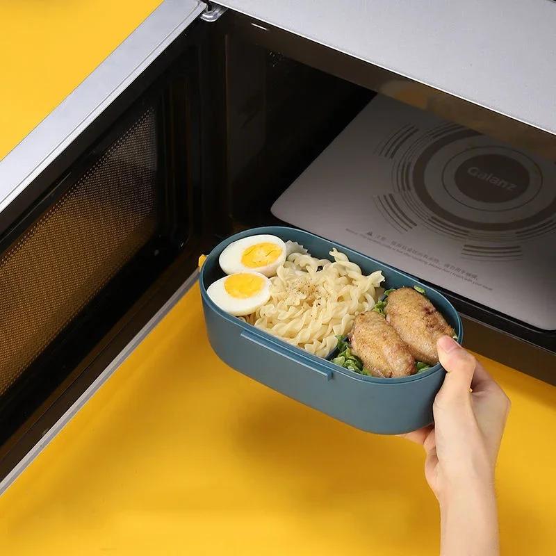 Children Kids School Portable Bento Box Bag, Office Dinnerware Food Storage Container, Leakproof Wheat Straw Lunch Box Microwave