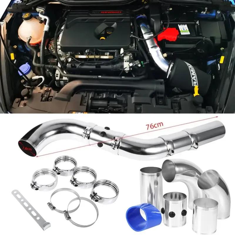 3" 76mm Universal Air Inlet Pipe Aluminum Alloy Turbo Inlet Tube Direct Cold Air Filter Injection System Car Intake Pipe Set