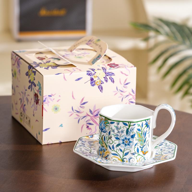 Retro American Coffee Cup And Saucer Set Couple Cup Internet Celebrity Afternoon Tea Cup Ceramic Lady High Value Cup Gift Box
