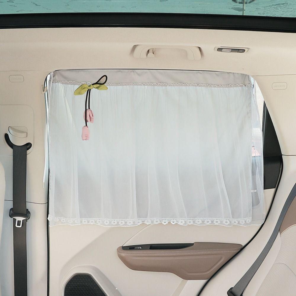 Lace Flower Fringe Suction Cup Car Sunshade Suction Cup Mount UV Protection Curtain  Car Window