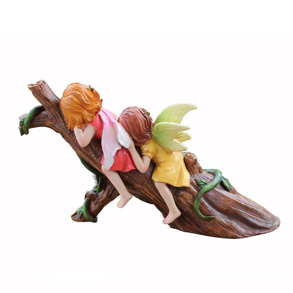 Realistische schlafende Fee Statue Harz Handwerk Handgefertigt Garten Feen Figuren Lustige DIY Baby Fee Liegend auf Baum Skulptur