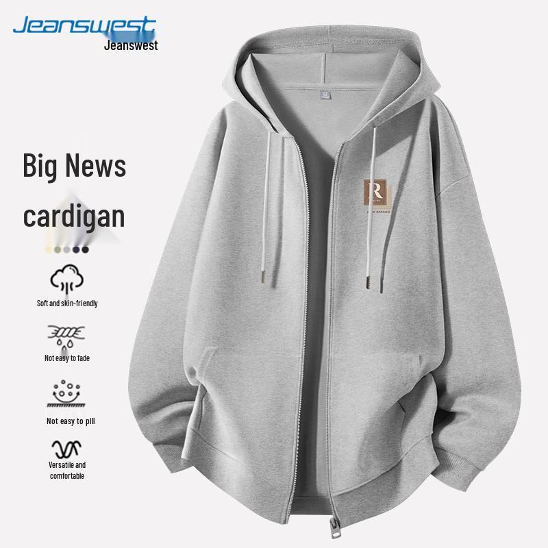 

JEANSWEST Men s Hooded Zip-Up Sweatshirt Jacket L