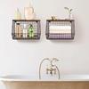 2Pcs Storage Basket Space-Saving Wall Mounted with Wooden Lids Hollow Out Easy To Assemble Foldable Kitchen Basket