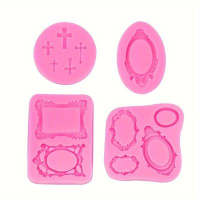 1 set/4 pezzi Stampo in Silicone a Croce Goffrata Europea Bordo Fondente, Accessori Gocciolanti in Argilla per Decorazione Torta, Accessori Decorativi per Cioccolato da Forno