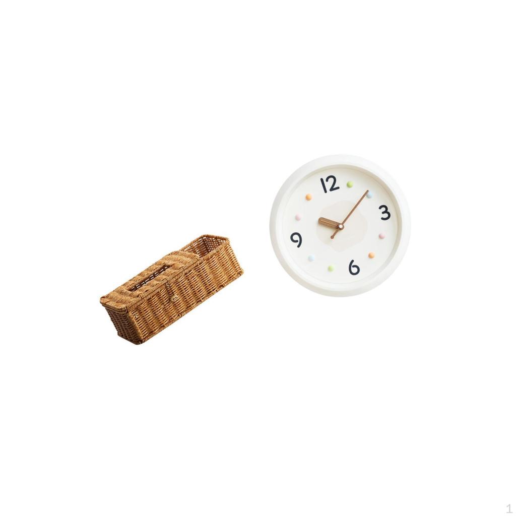 Remote Control Storage Tissue Box with Modern Wall Clock Design for Bedroom Kitchen Desktop And Home