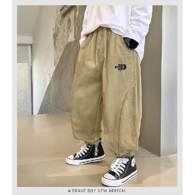 Αγόρια παντελόνια, καθημερινά παντελόνια εργασίας, άνοιξη και φθινόπωρο Παιδική μεγάλη τάση για αγόρια, φαρδιά παντελόνια, μοντέρνα παντελόνια