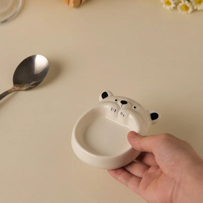 Ceramic Small Flavor Plate Cute Little Dog Sauce Plate  Butter Small Plate  Mini Sushi Soy Sauce Dipping Bowl