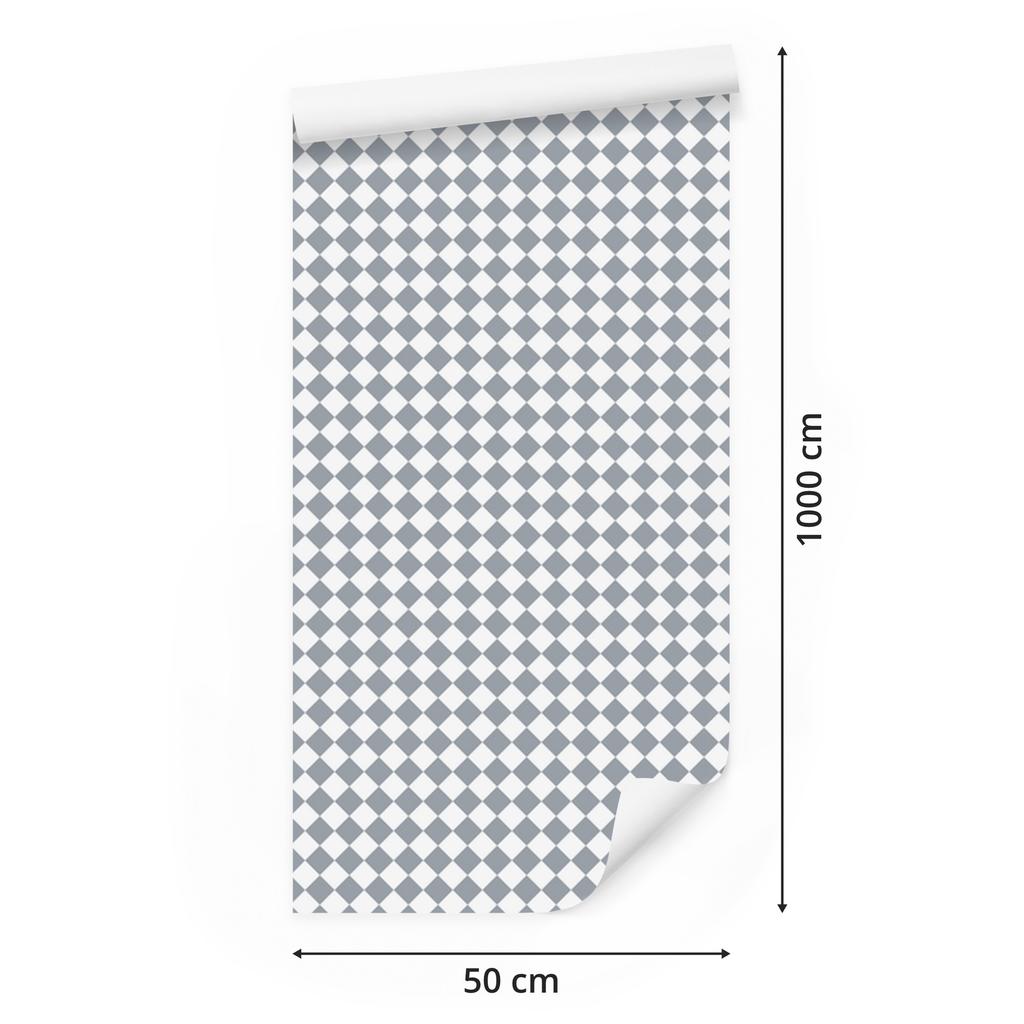 Geometric rhombus wallpaper light gray, white and gray 50x1000