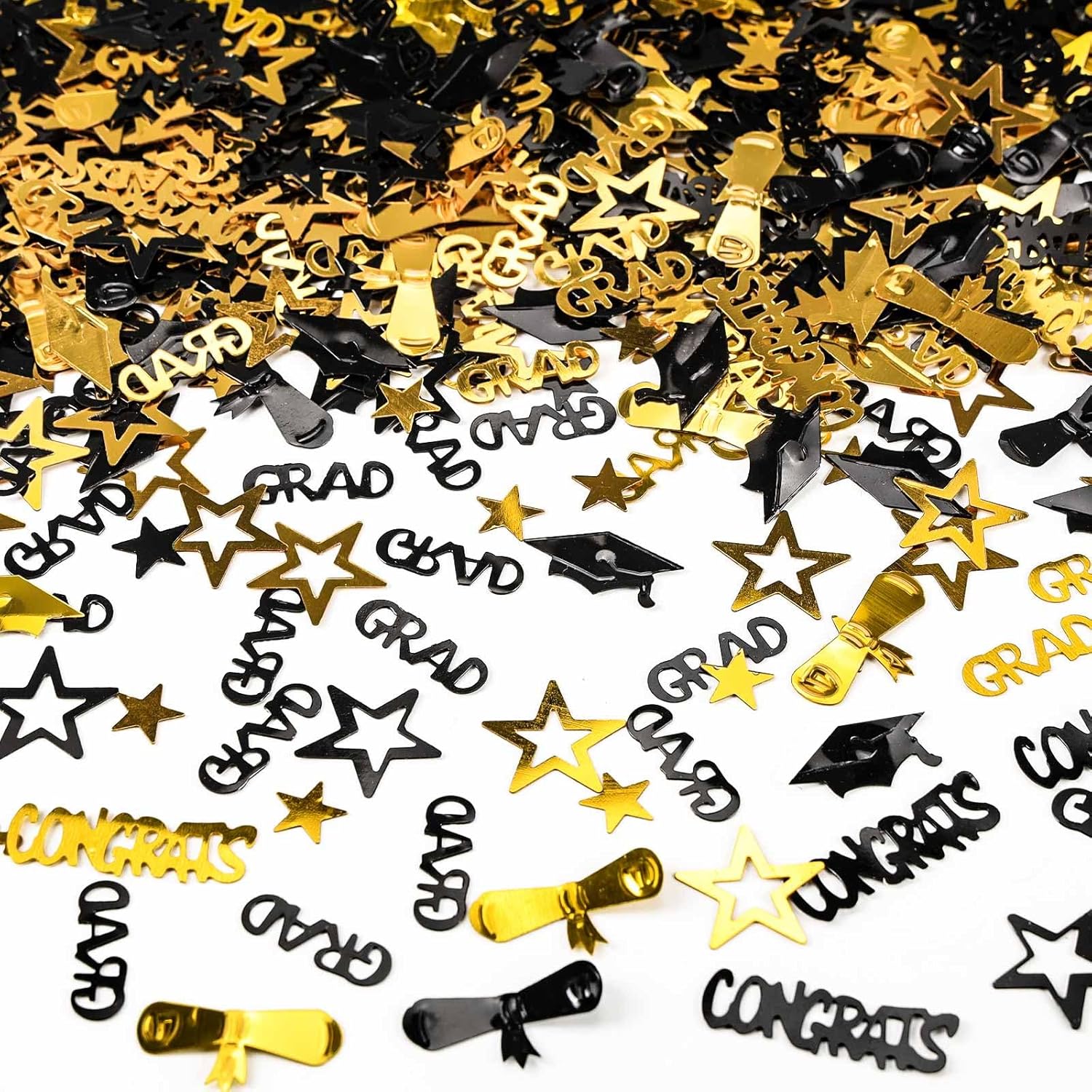 Gold and Black Graduation Confetti 2025, 1000 Pcs Grad Confetti Class of 2025 Party Table Centerpiece for 2025 Graduation Party Supplies Gold and Black