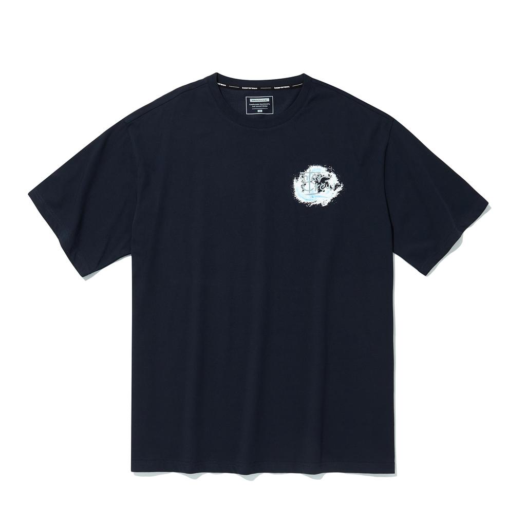 Intercrew Digital Logo Water Mix Short Sleeve T-Shirt Navy Ita2Tr31Ana