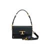 Tods Bolsa Tote Dobrável de Couro com Logo T Feminina Preta XBWTSIN0100RORB999