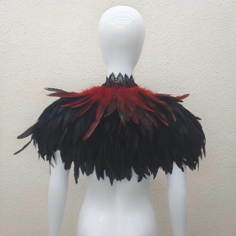 Halloween Masquerade Feather Cape Shawl Bolero with Optional Multi-Color Choices