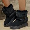 Fashion Women's Belt Buckle Vintage Snow Boots Winter New Thicken Plush Non Slip Cotton Shoes Height Increase Comfort Outdoor Warm Shoes
