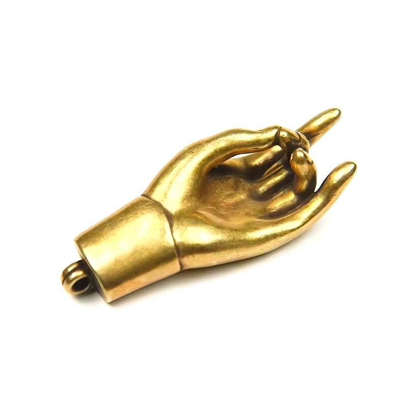 Modern Metal Craft Guanyin Bergamot Pendant with Enlightenment Key, Plated Brass for Art and Collectibles