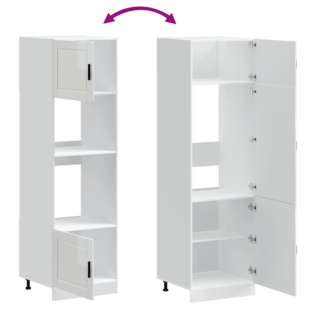 Porto Built In Oven Cabinets 2 Pcs Glossy White Wood Based Material