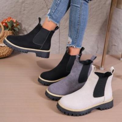 Damen Stiefeletten in Überweite, Modische Winterstiefeletten mit runder Zehenpartie, Kurzstiefel für Damen im europäischen Stil