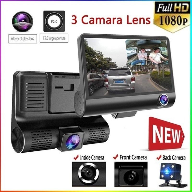 HD Car DVR 2/3 Camera Lens 4.0 Inch Rearview Mirror Dash Cam Camera Video Recorder Stream Media Player