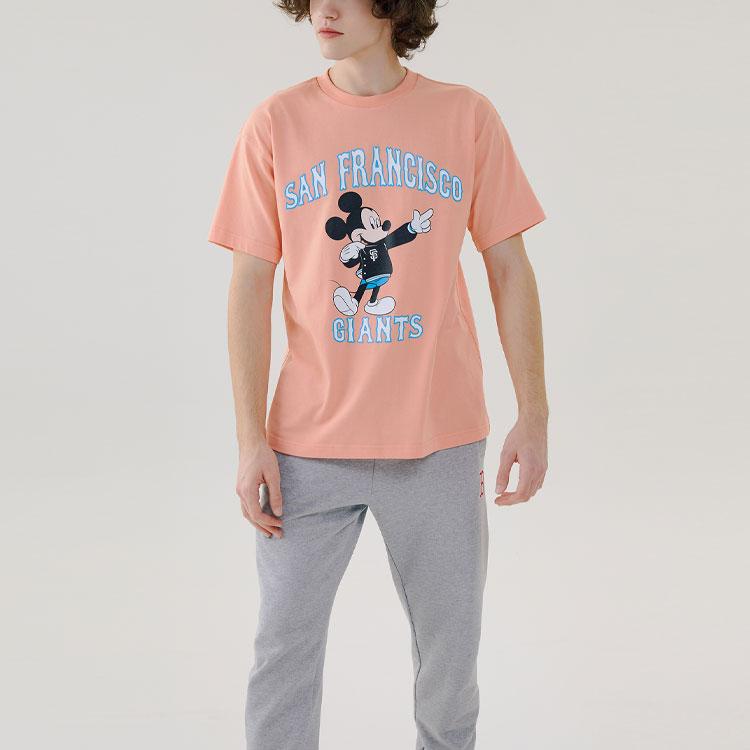 MLB X Disney New York Yankees Basic Print Crew Neck Short Sleeve T-Shirt Unisex T-Shirts Pink 31TSK3031-14O