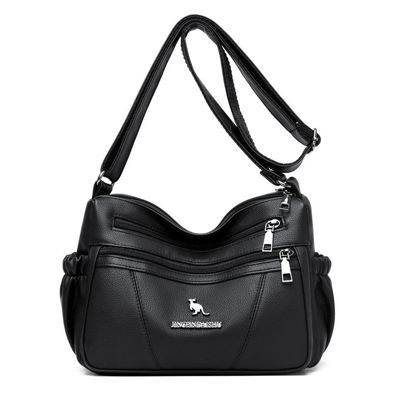 Soft Leather Women's Bag Simple and Versatile 2025 Spring New Middle-aged Mother Bag Large Capacity Multi-layer Shoulder Messenger Bag Women