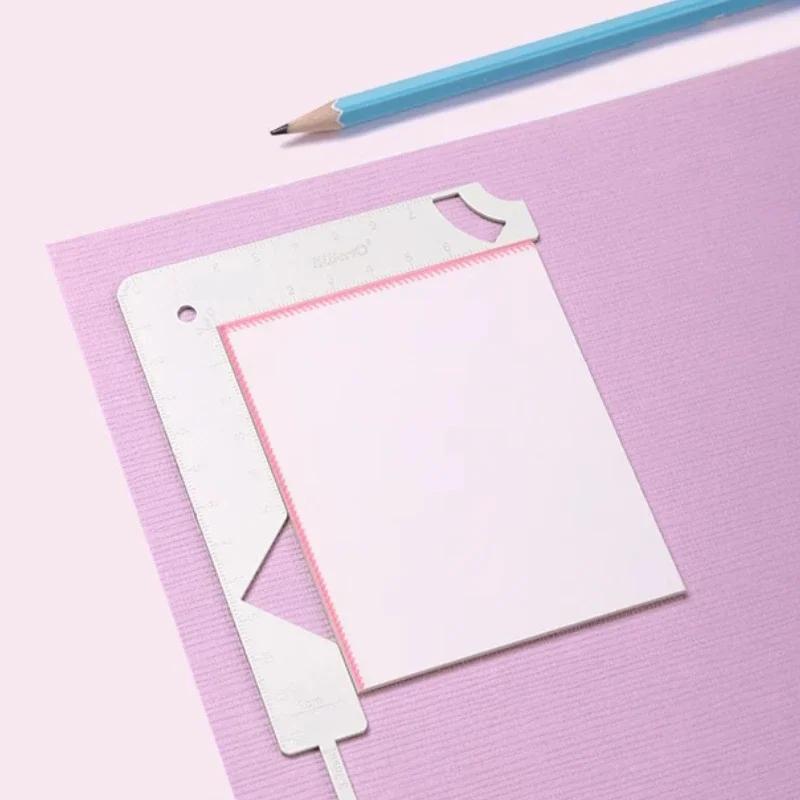 5-in-1 Book Cover Guide Stainless Steel Metal Bookbinding Cover Tool for Scribe Marking Album Notebook Scrapbooking Gauge Ruler
