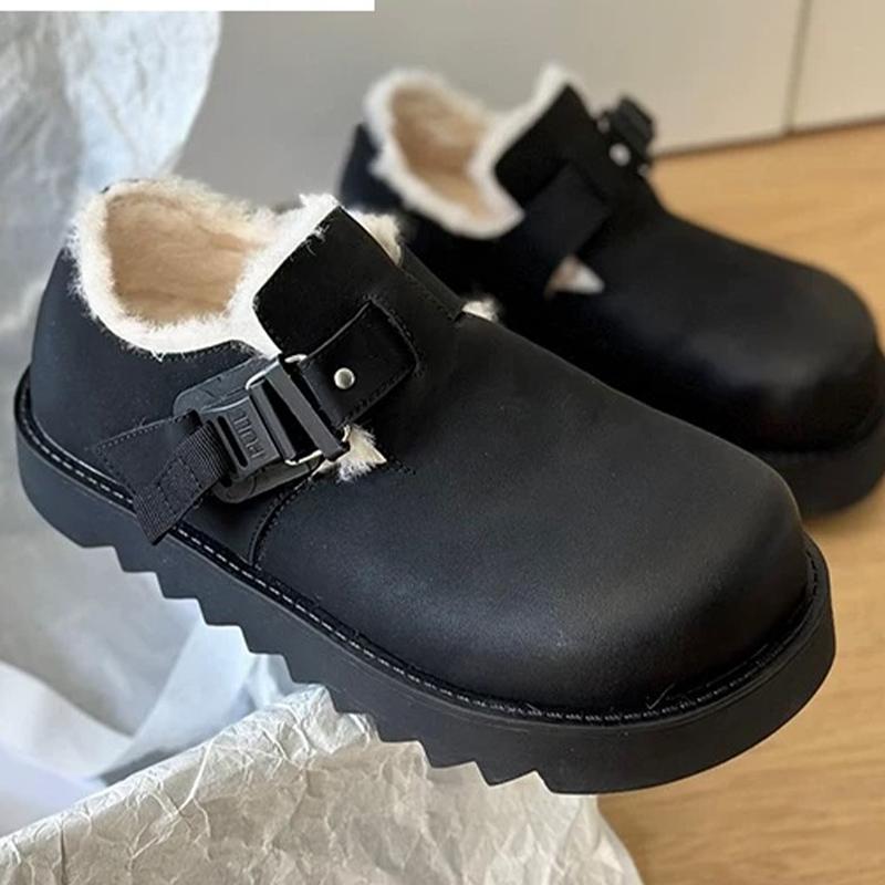 

Женские зимние ботильоны на плоской подошве, короткие, плюшевые, с пряжкой, повседневные, хлопковые, трендовые, зимние, дизайнерские, теплые, удобные, для ходьбы, Botas De Mujer 40 чёрный