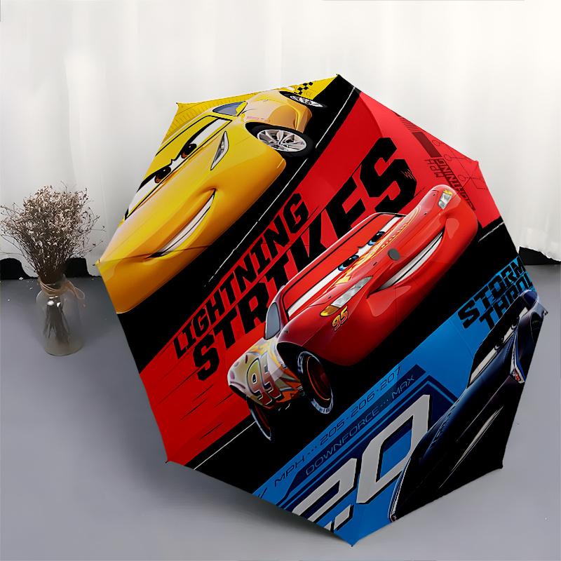 Cruz Ramirez, Lightning McQueen Automatisches Öffnungs- und Schließschirm, Kompakter Reiseschirm, Leicht und Tragbar, Geeignet für Strand