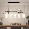 Modern Zen Dining Pendant Light: Pine-Inspired Multi-Head Strip Lamp for Tea Table or Study Desk