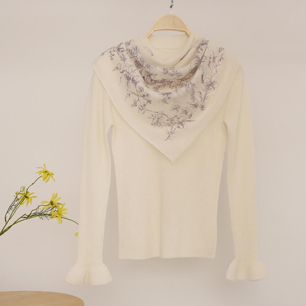 Water-Soluble Cashmere Scarf: Lightweight Square Shawl for Summer & Air-Conditioned Comfort